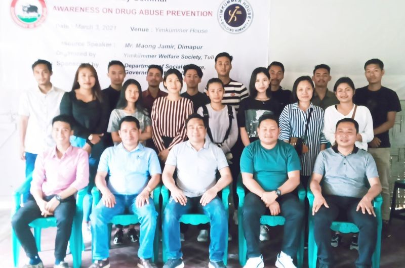 Participants of the seminar on ‘Awareness on Drug Abuse Prevention’ organized by Yimkümmer Welfare Society on March 3 in Tuli.